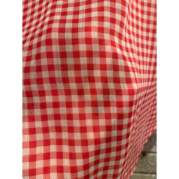Red & White Gingham Button-Up Blouse By Living Doll Los Angeles Size M - Picture 7 of 7